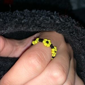 daisy seed bead anklet & ring set